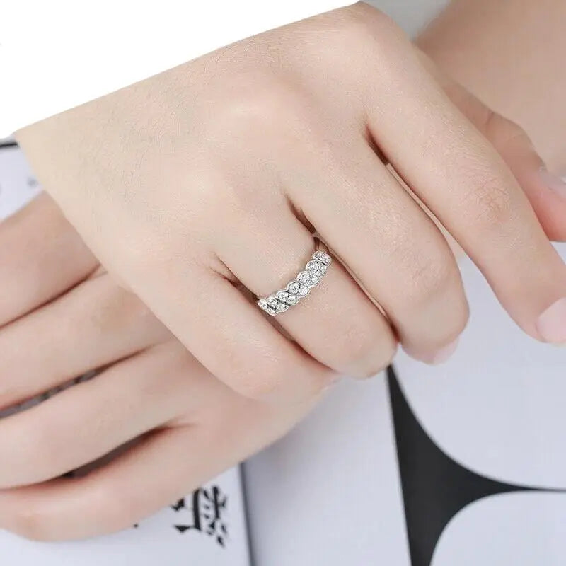 14k White Gold Plated Moissanite Anniversary Rings 0.5ct Total