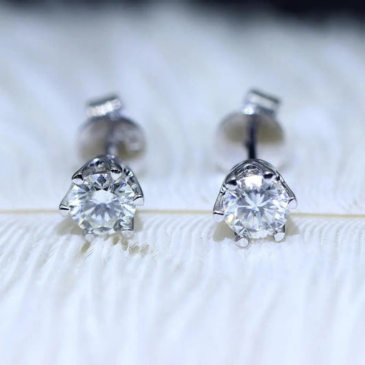 14k White Gold Stud Moissanite Pretty Woman Earrings 0.5ctw