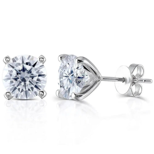 Sliver  Earrings Stud Moissanite 1.3ctw - 2.6ctw Options