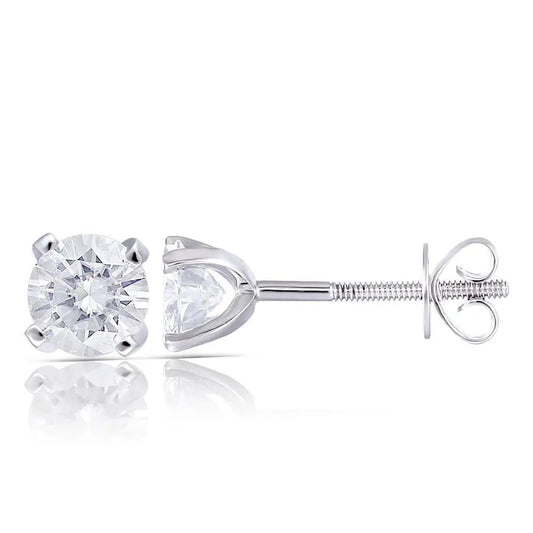 14k White Gold Stud Moissanite Earrings 1ctw / Cute Unique Earrings Collection