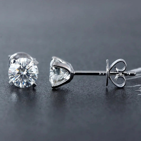 14k White Gold Stud Moissanite Earrings 1ctw | Stud Earrings Pack