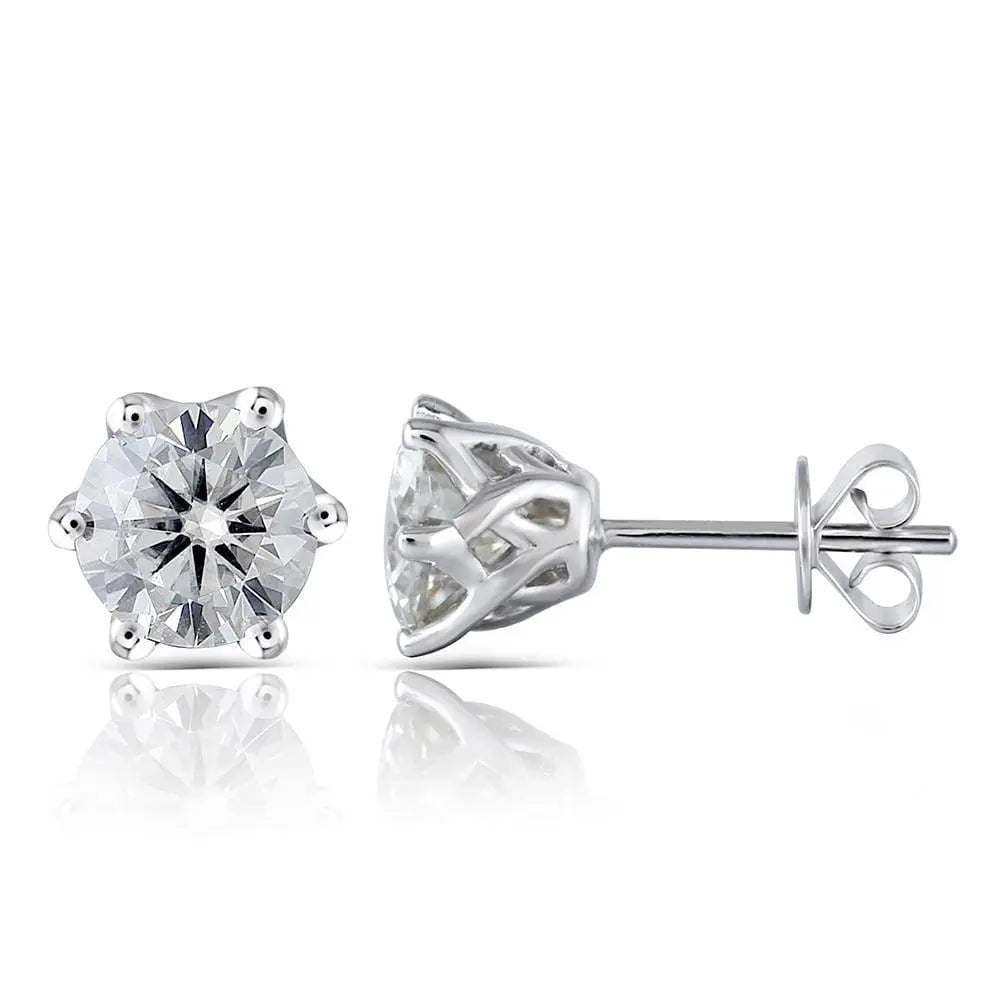 14k White Gold Stud Premium Moissanite Earrings 2ctw
