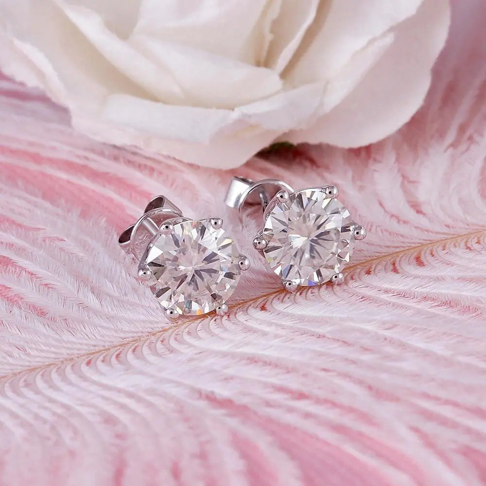 14k White Gold Stud Premium Moissanite Earrings 2ctw