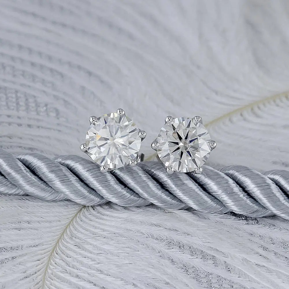 14k White Gold Stud Premium Moissanite Earrings 2ctw