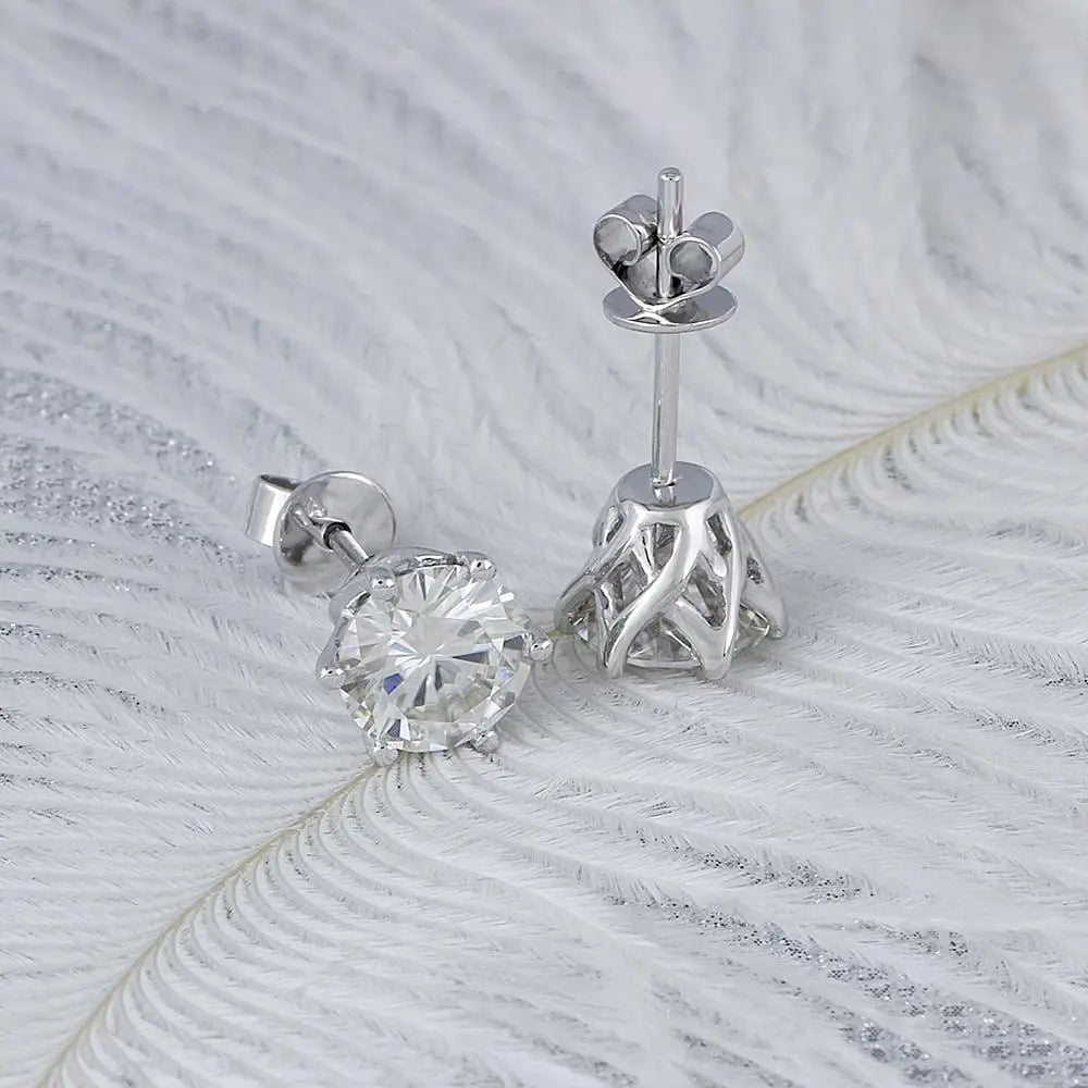 14k White Gold Stud Premium Moissanite Earrings 2ctw