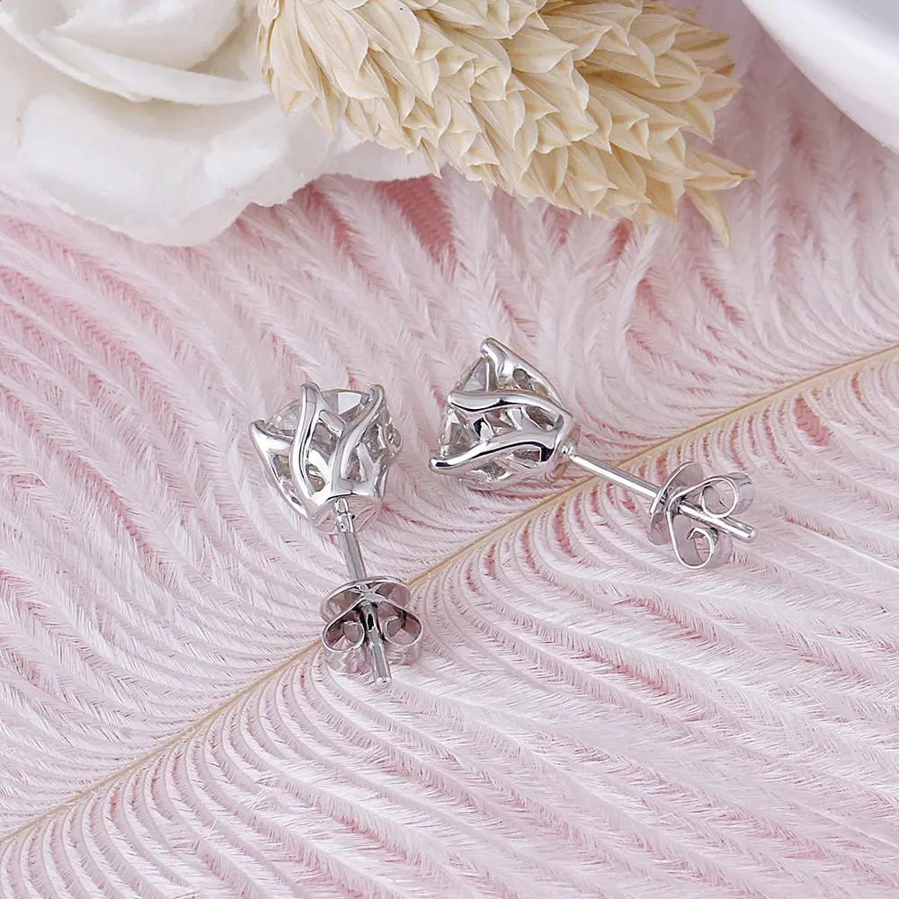 14k White Gold Stud Premium Moissanite Earrings 2ctw