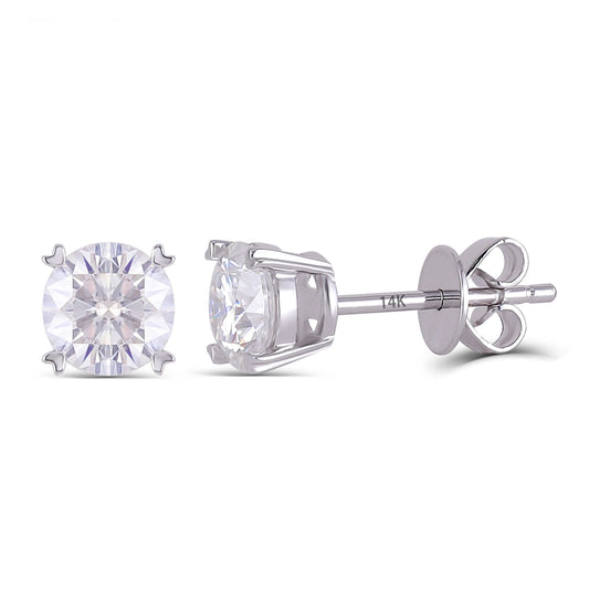 14k White Gold Stud Moissanite Earrings 2ctw / Premium Moissanite Rings