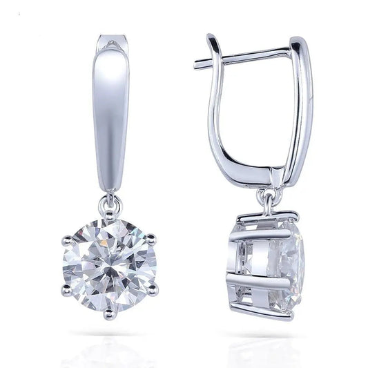 14k White Gold U Hoop Moissanite Earrings 1ctw | Cool Hoop Earrings