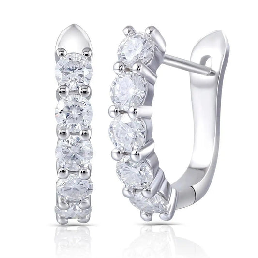 14k White Gold U Hoop Moissanite Earrings 1ctw | Most Popular Hoop Earrings