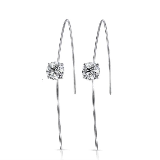 14k White, Yellow, Rose Gold Drop Earrings / Dangle Moissanite Earrings 2ctw
