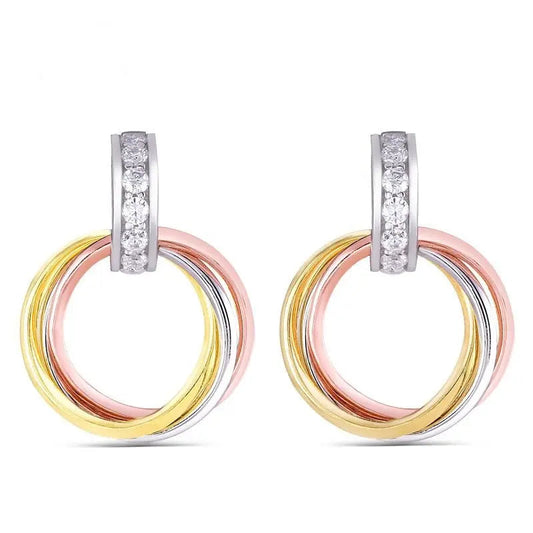 14k White, Yellow, and Rose Gold Moissanite Cute Hoop Earrings