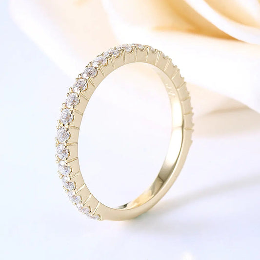 Half Eternity / Anniversary Unique Engagement Rings Yellow Gold 14K Moissanite0.48ct Total
