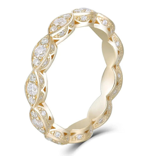14k Yellow Gold Eternity Ring / Moissanite Wedding Band