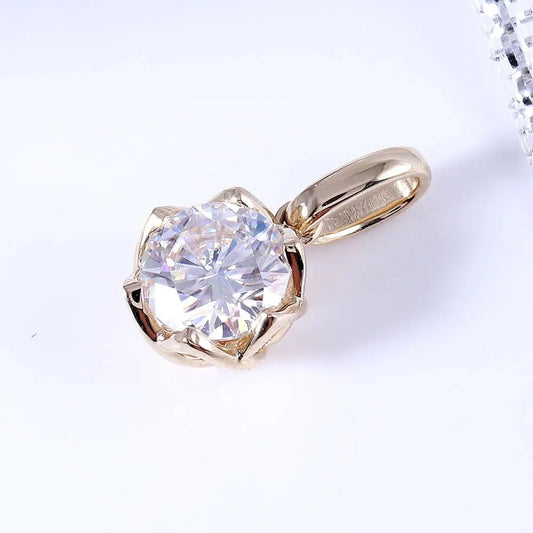 14k Yellow Gold Moissanite Necklace 1ct - Beautiful Simple Necklace