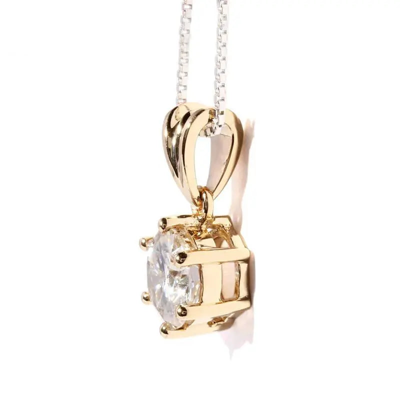 14k Yellow Gold Moissanite Necklace Expensive 1ct