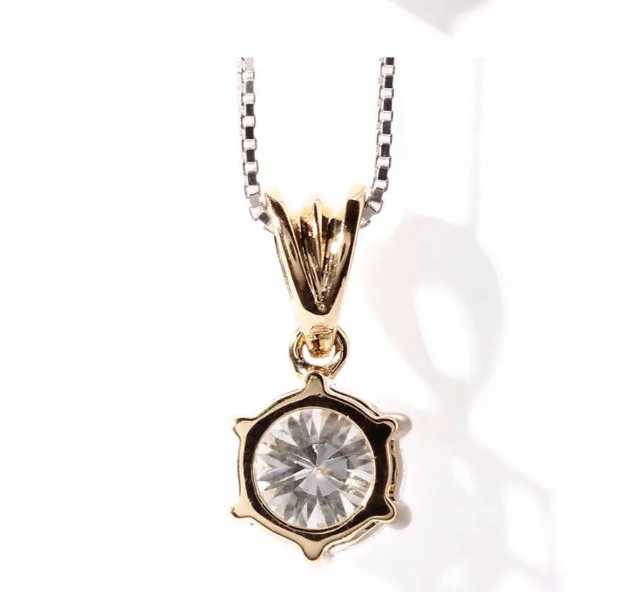 14k Yellow Gold Moissanite Necklace Expensive 1ct