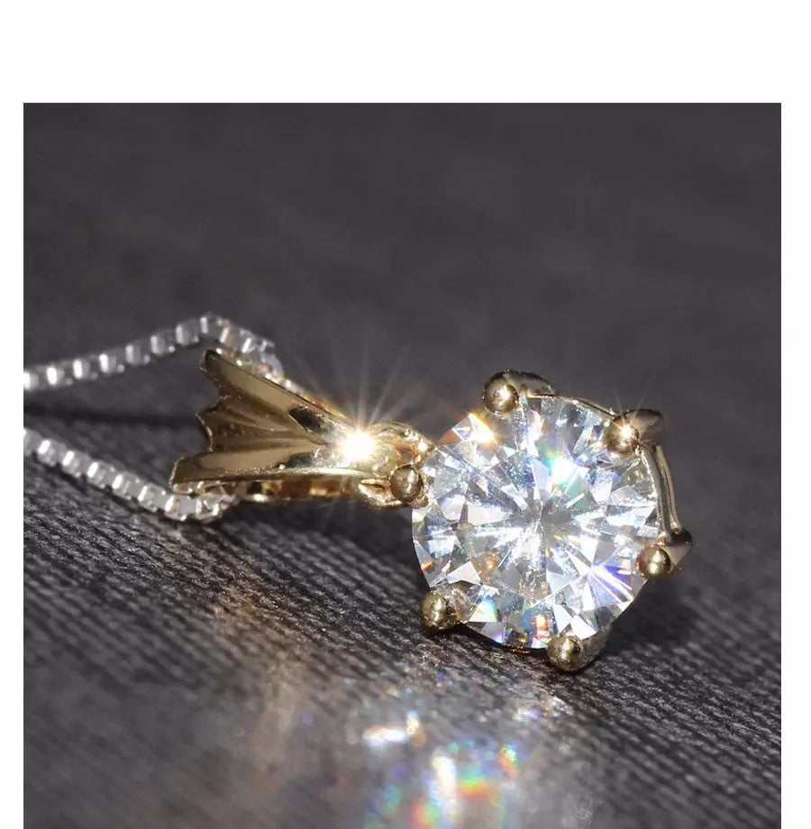 14k Yellow Gold Moissanite Necklace Expensive 1ct
