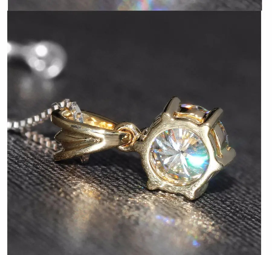14k Yellow Gold Moissanite Necklace Expensive 1ct