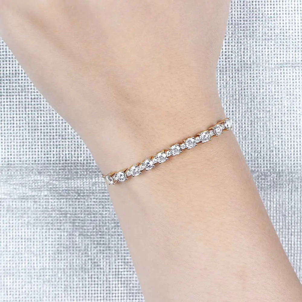 14k Yellow Gold Tennis Moissanite Cute Bracelet 2.8ctw