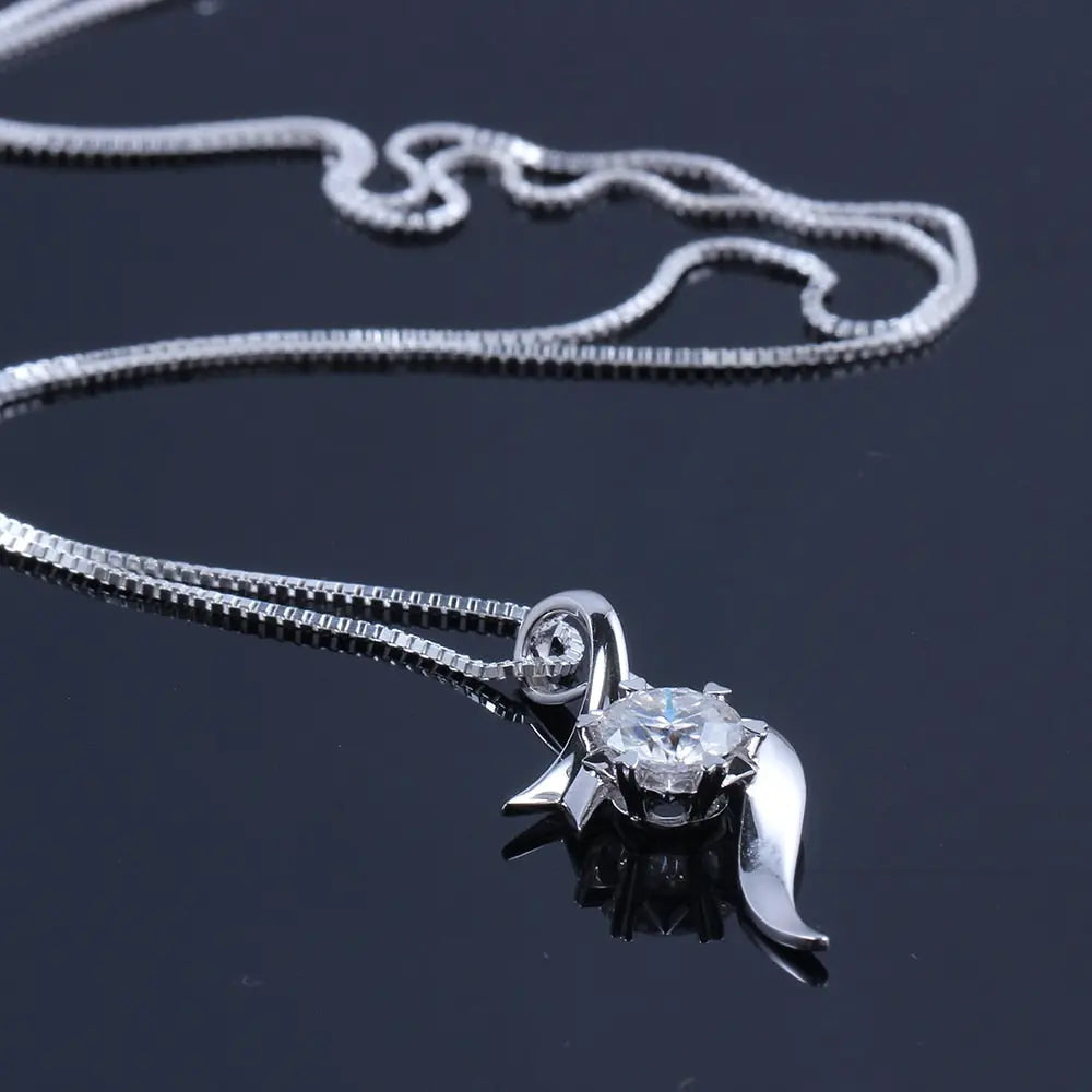 14k or 18k White Gold Moissanite Necklace / Pendant 1ct