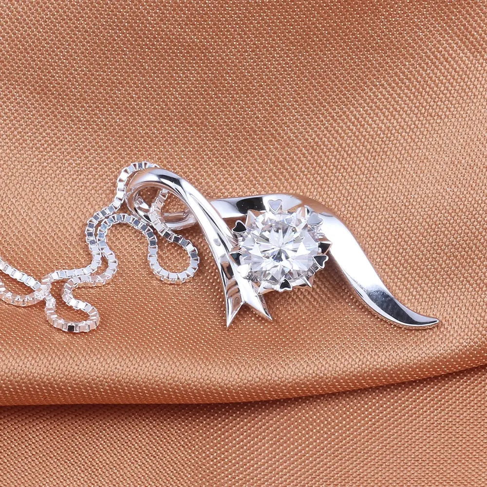 14k or 18k White Gold Moissanite Necklace / Pendant 1ct