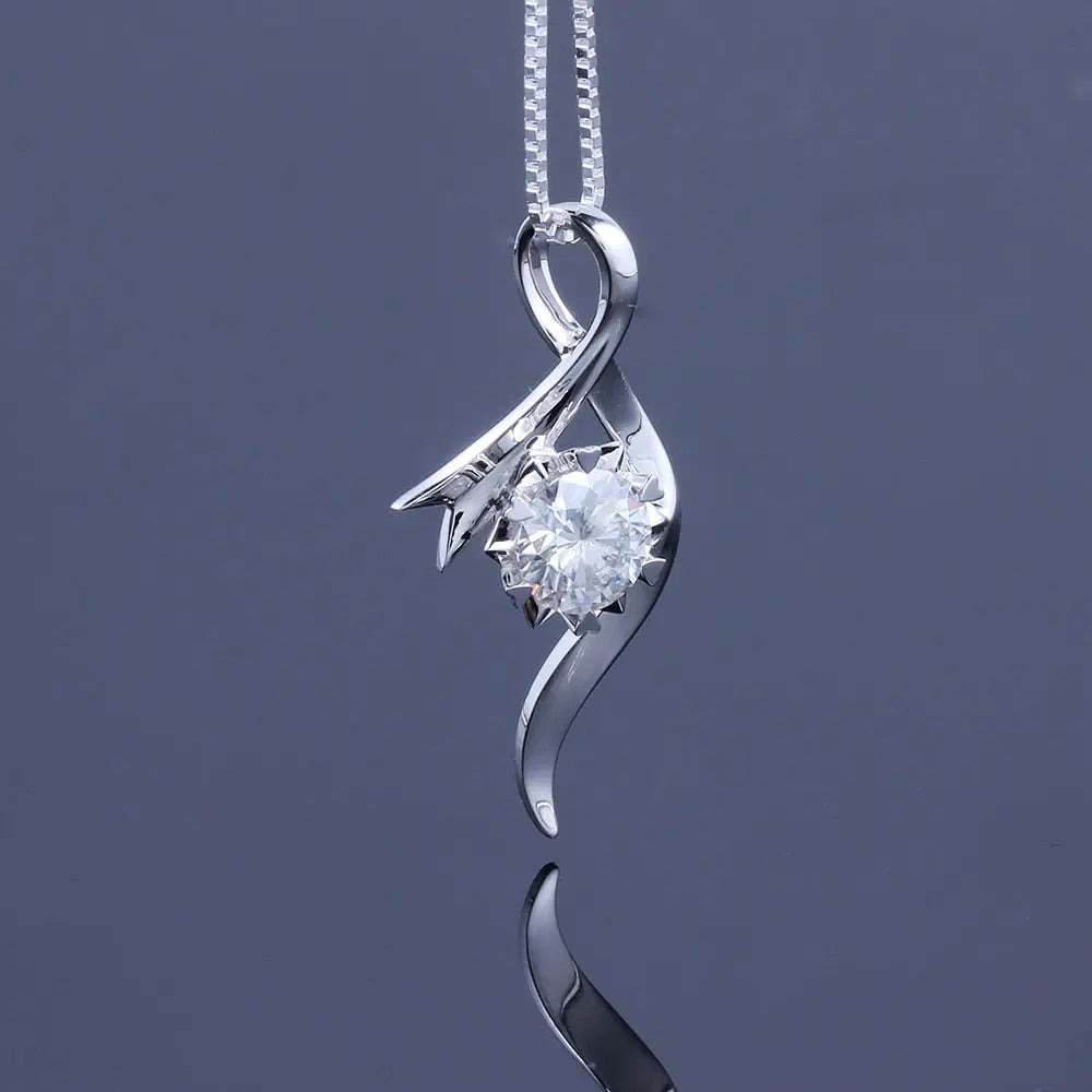 14k or 18k White Gold Moissanite Necklace / Pendant 1ct