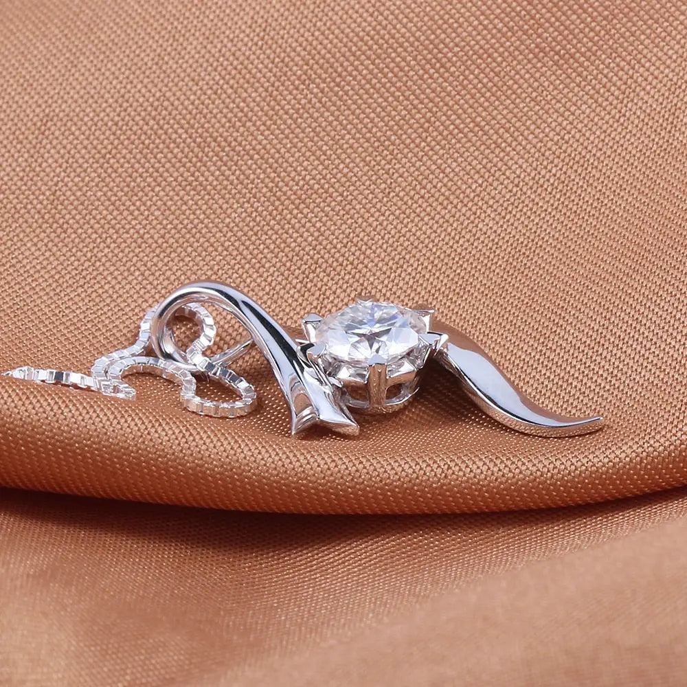 14k or 18k White Gold Moissanite Necklace / Pendant 1ct