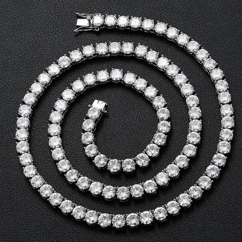 18K YELLOW GOLD PLATED MOISSANITE TENNIS NECKLACE 18inch, 6mm stones