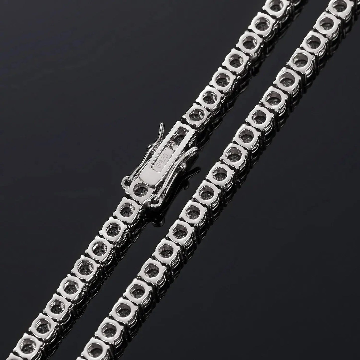 18K YELLOW GOLD PLATED MOISSANITE TENNIS NECKLACE 18inch, 6mm stones