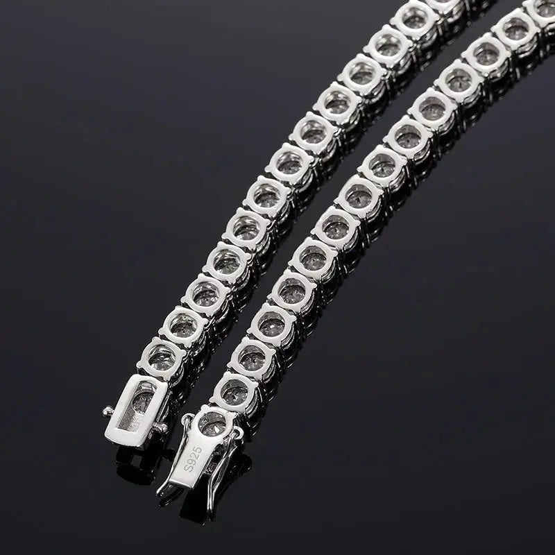 18K YELLOW GOLD PLATED MOISSANITE TENNIS NECKLACE 18inch, 6mm stones