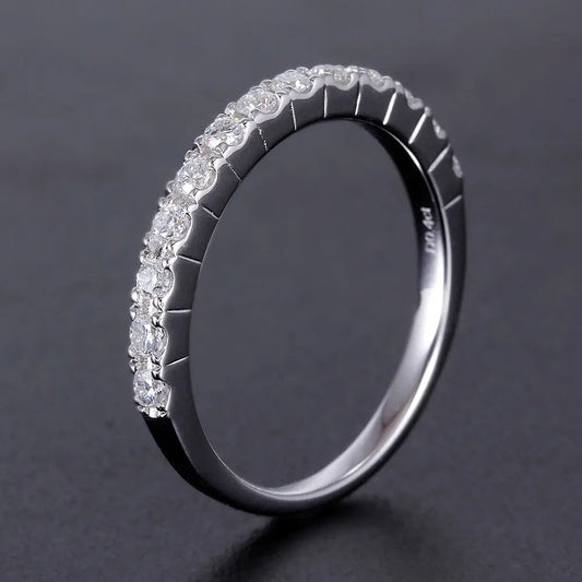 18k / 14k White Gold Half Eternity / Anniversary Band Moissanite 0.48ct Total