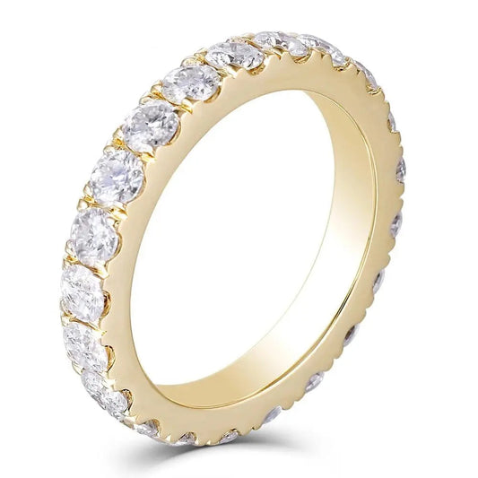 18k / 14k Yellow Gold Wedding Ring Women \ Moissanite Eternity Band 2ct Total