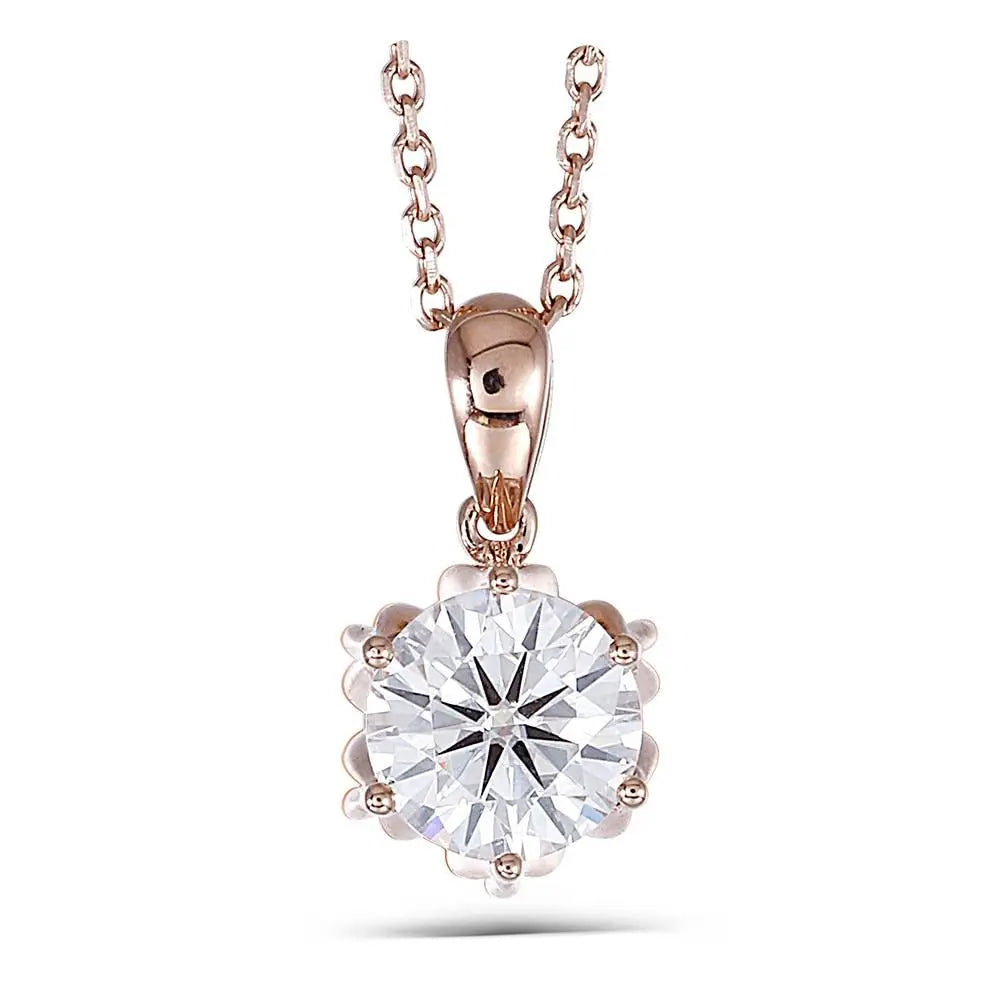 Necklace Rose Gold 18k Moissanite 1ct