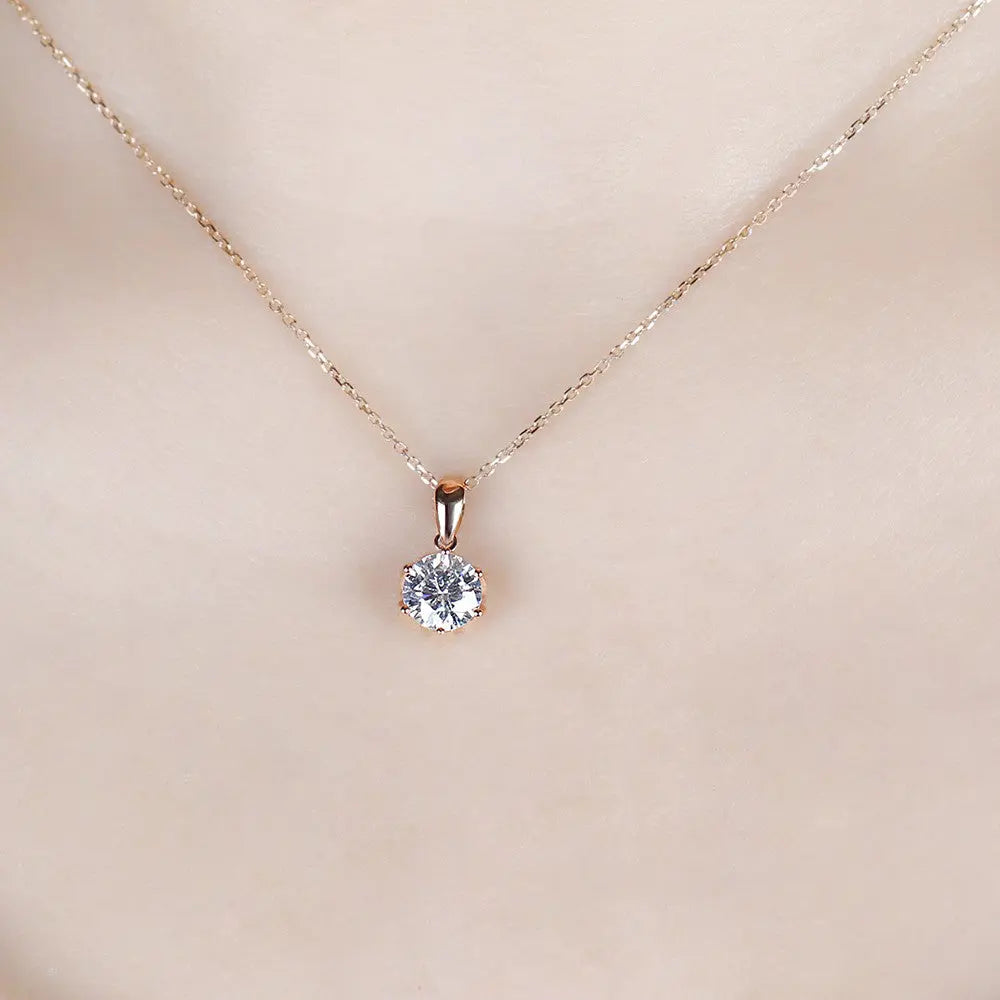 Necklace Rose Gold 18k Moissanite 1ct