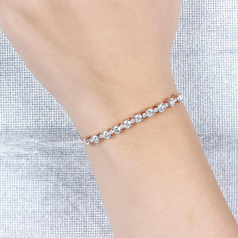 18k Rose Gold Tennis Moissanite Bracelet 2.8ctw