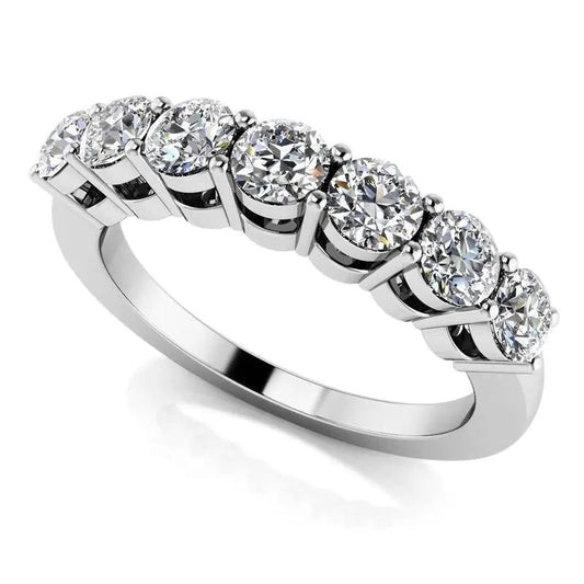 18k White Gold 7 Stone Moissanite Anniversary Wedding Band 0.7ct | Best Wedding Band for Women