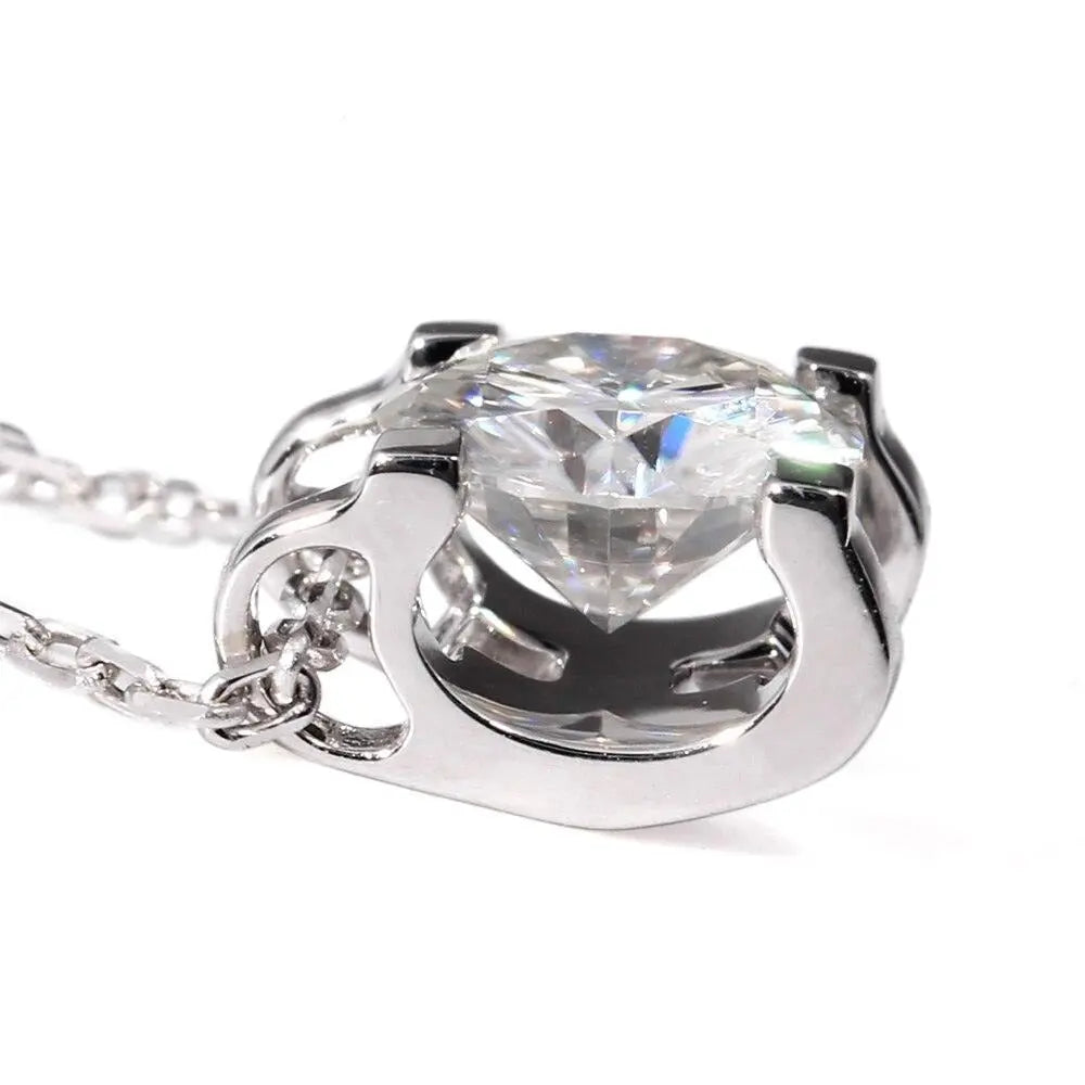 Cool Necklace Pendants Collection - 18k White Gold Moissanite Necklace 1ct