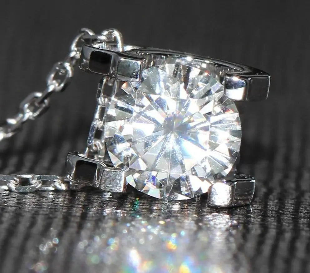 Cool Necklace Pendants Collection - 18k White Gold Moissanite Necklace 1ct