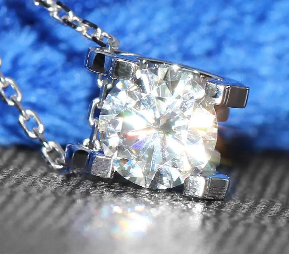 Cool Necklace Pendants Collection - 18k White Gold Moissanite Necklace 1ct