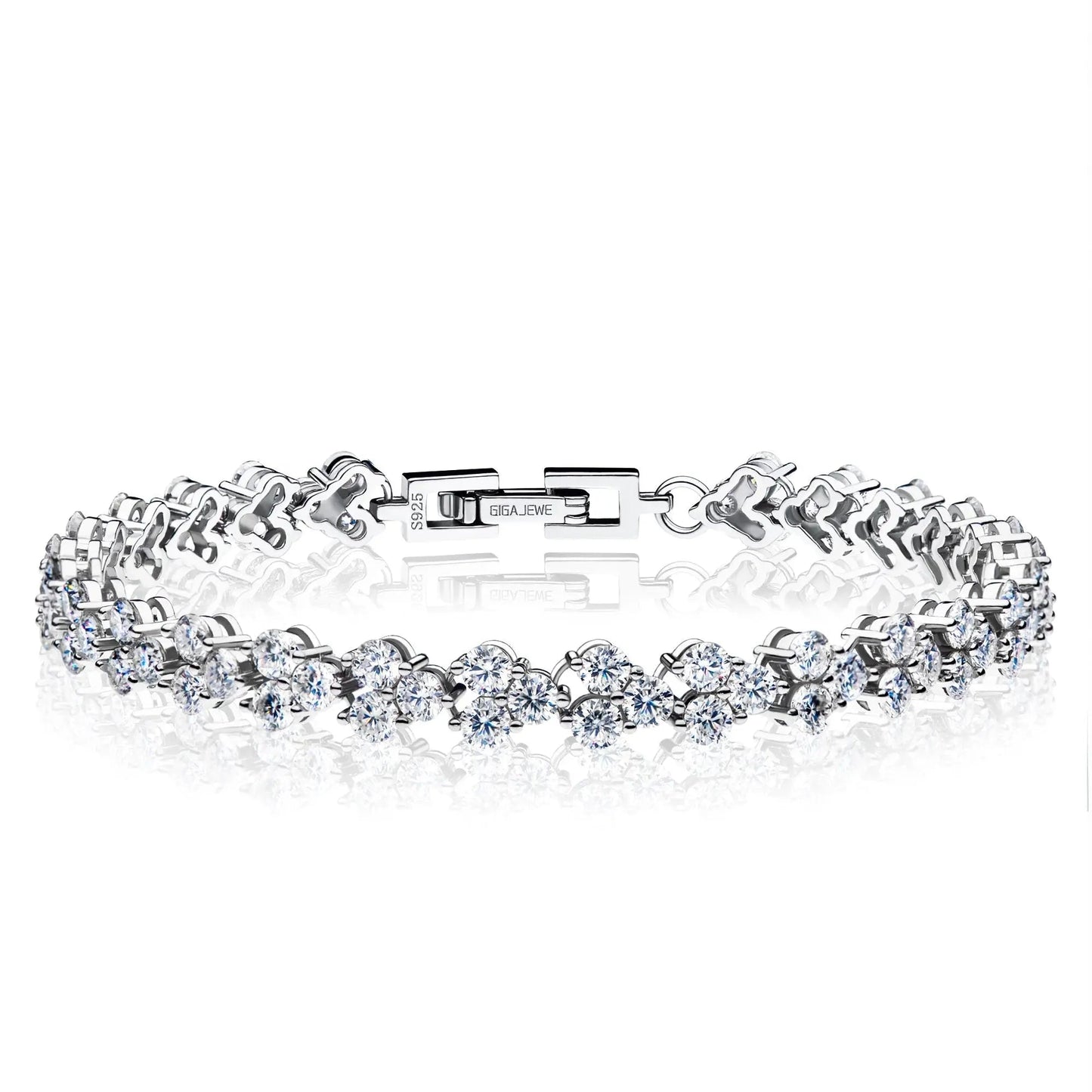 18k White Gold Plated Moissanite Tennis Bracelet Men 6.9ctw - 8.1ctw