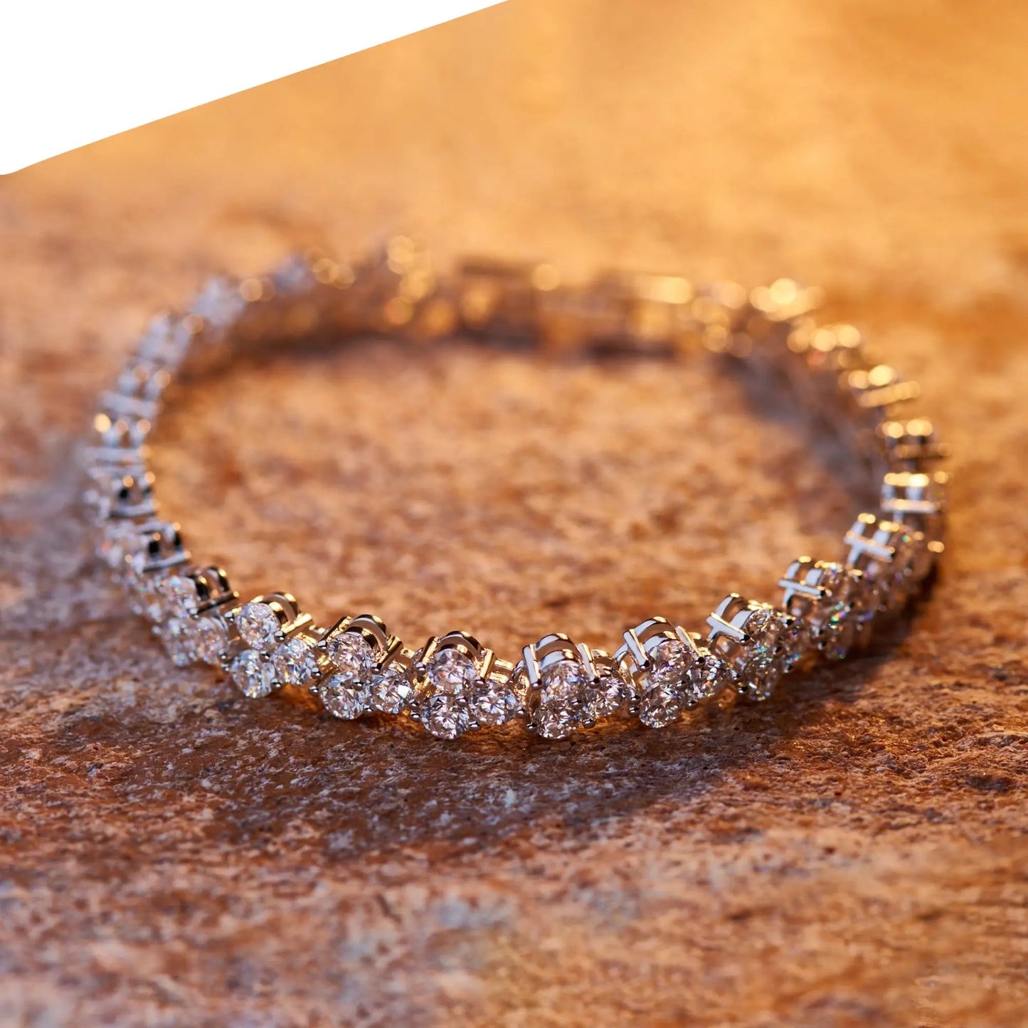 18k White Gold Plated Moissanite Tennis Bracelet Men 6.9ctw - 8.1ctw