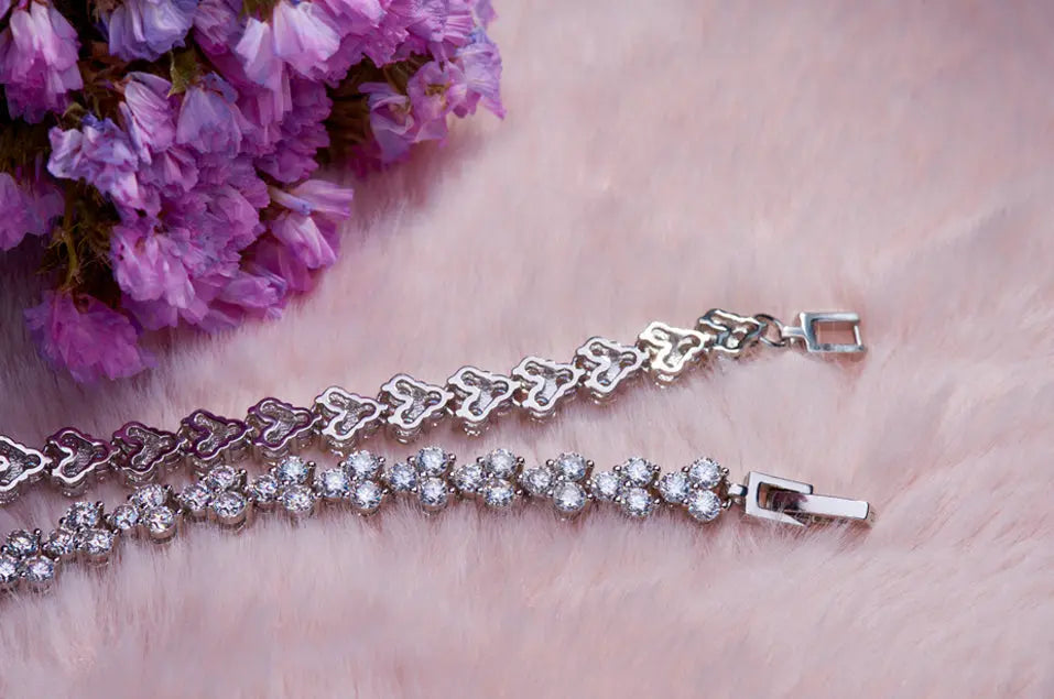 18k White Gold Plated Moissanite Tennis Bracelet Men 6.9ctw - 8.1ctw