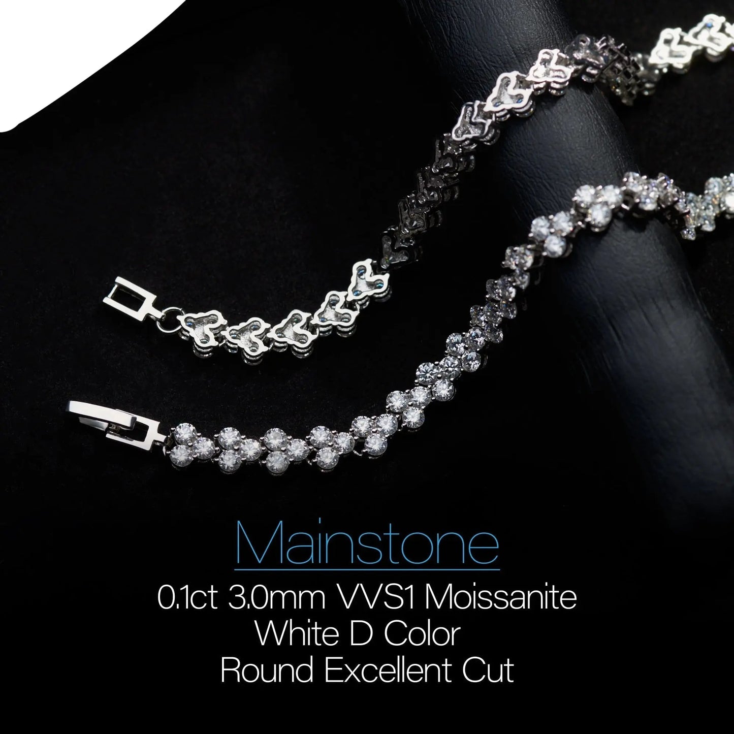 18k White Gold Plated Moissanite Tennis Bracelet Men 6.9ctw - 8.1ctw