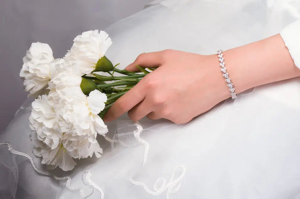 18k White Gold Plated Moissanite Tennis Bracelet Men 6.9ctw - 8.1ctw