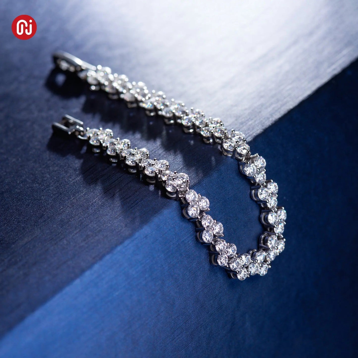 18k White Gold Plated Moissanite Tennis Bracelet Men 6.9ctw - 8.1ctw