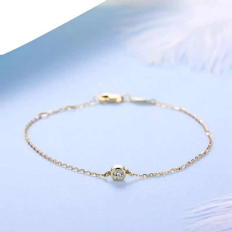 18k Yellow Gold Bracelet for Women With Moissanite Chain 0.1ct
