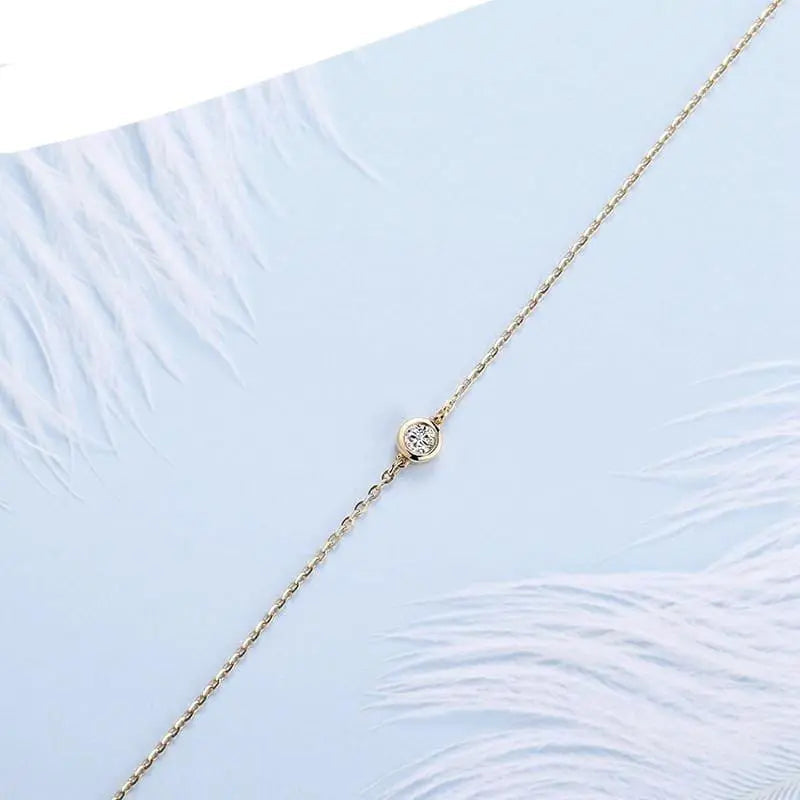 18k Yellow Gold Bracelet for Women With Moissanite Chain 0.1ct