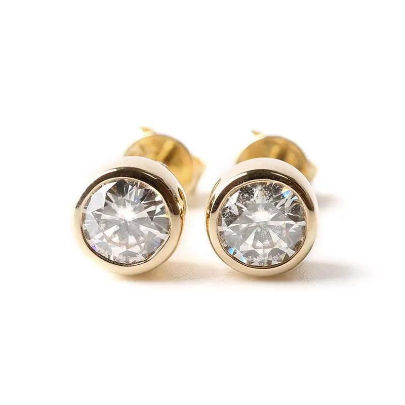 18k Yellow Gold Stud Moisssanite Cute Little Earrings 1ctw