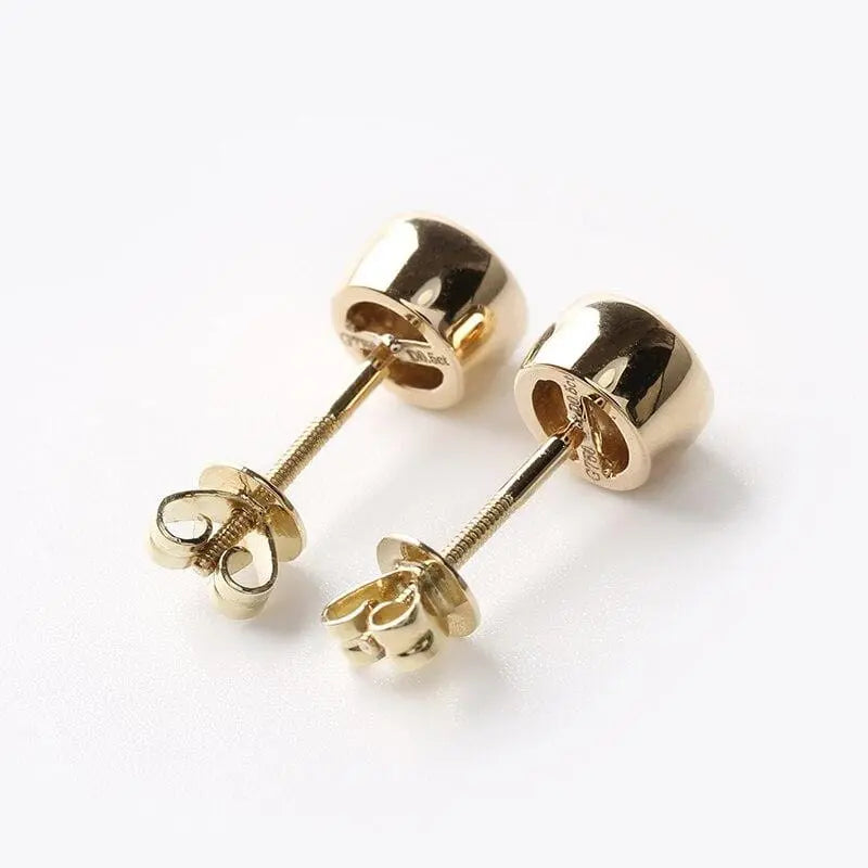 18k Yellow Gold Stud Moisssanite Cute Little Earrings 1ctw