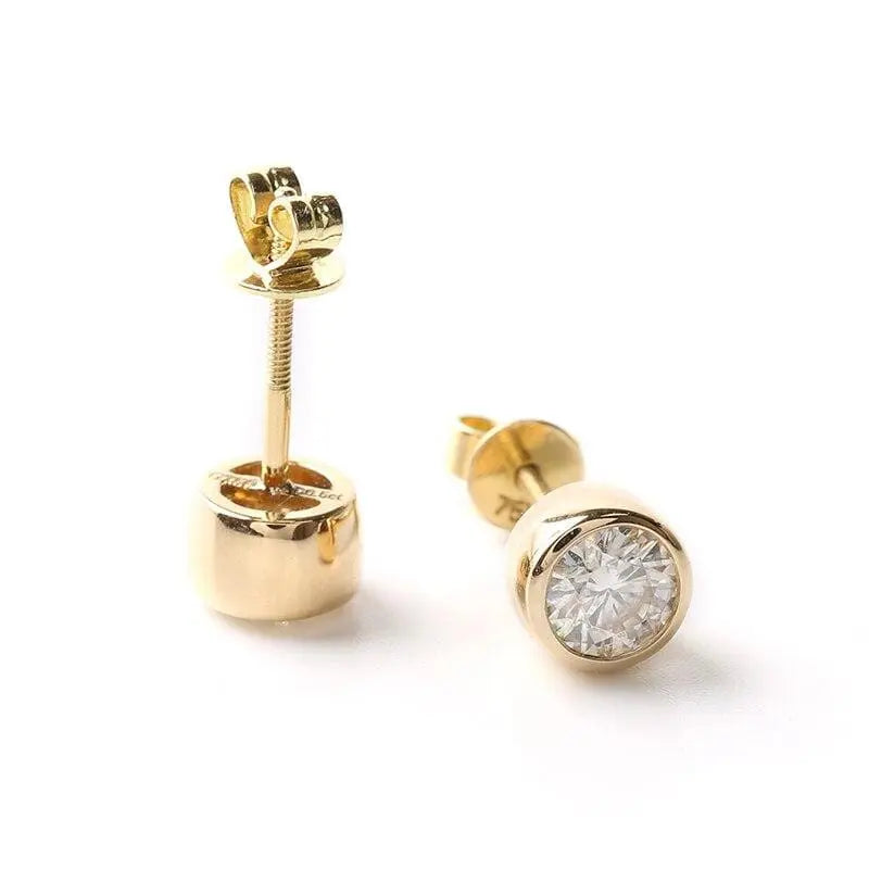 18k Yellow Gold Stud Moisssanite Cute Little Earrings 1ctw